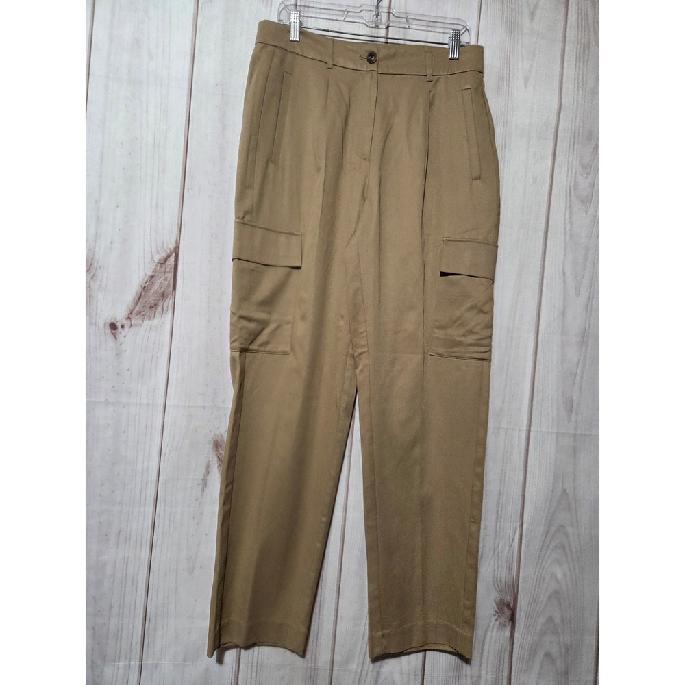 Old Navy Taylor Straight Trouser Extra High Rise‎ Cargo Pants Tan Khaki Womens M